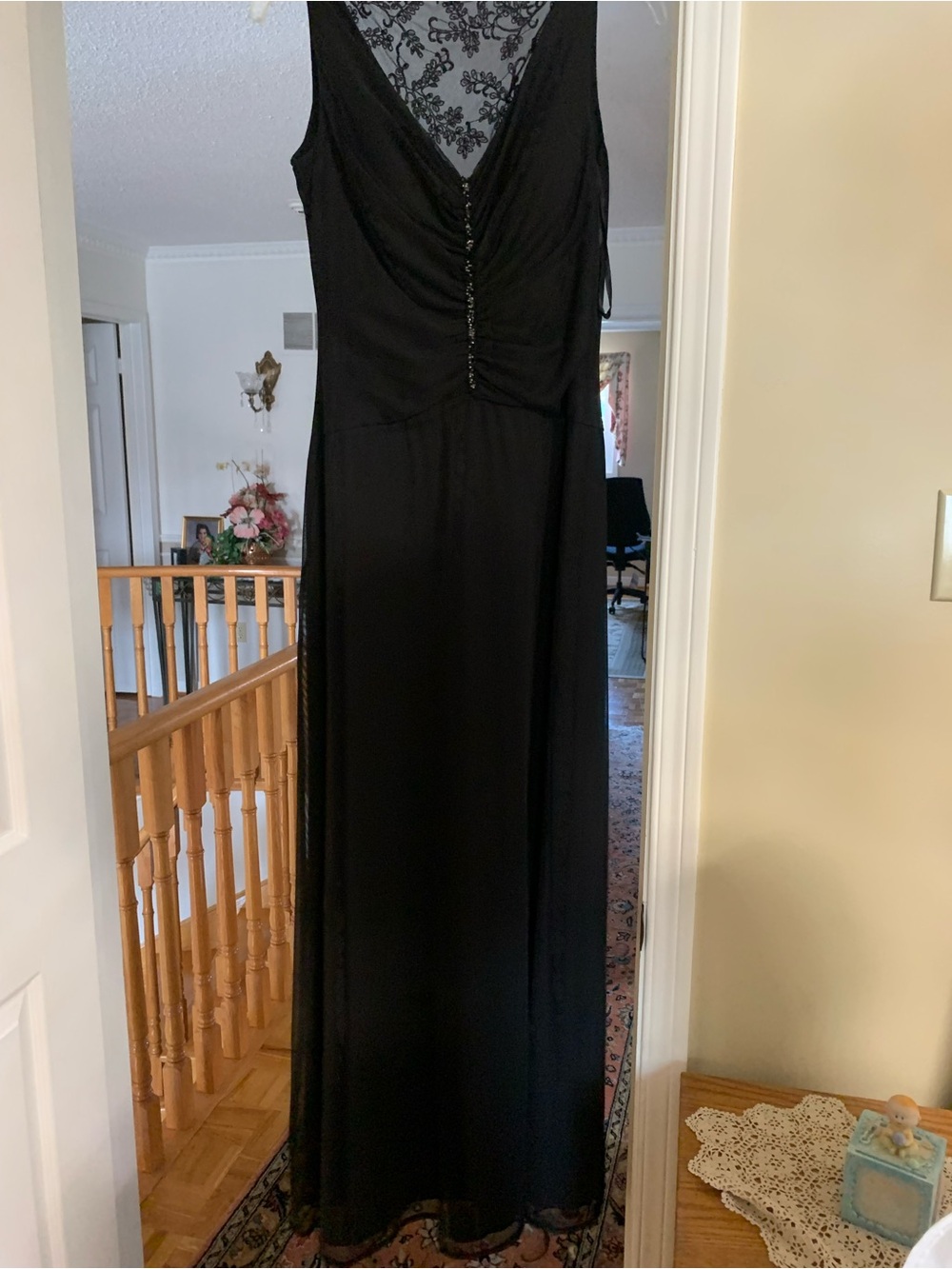 Black Lace-Back Evening Dress - Women